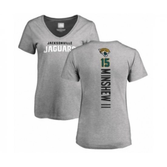 Football Women's Jacksonville Jaguars #15 Gardner Minshew II Ash Backer T-Shirt - Ujersey