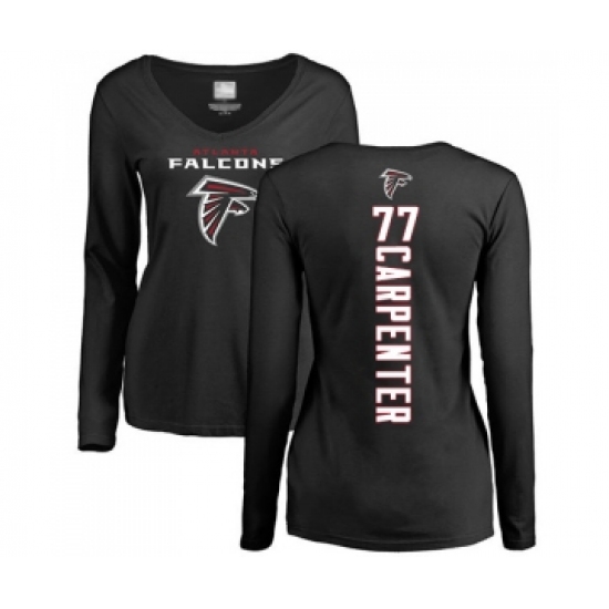Football Women's Atlanta Falcons #77 James Carpenter Black Backer Long Sleeve T-Shirt - Ujersey