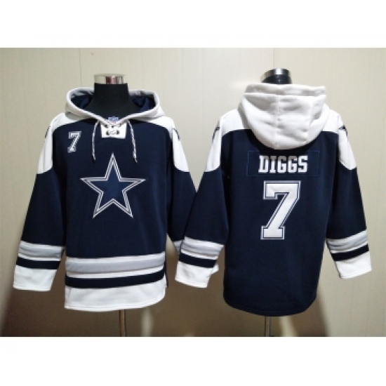 Men's Dallas Cowboys #7 Trevon Diggs Navy Blue Ageless Must Have Lace Up Pullover Hoodie - Ujersey