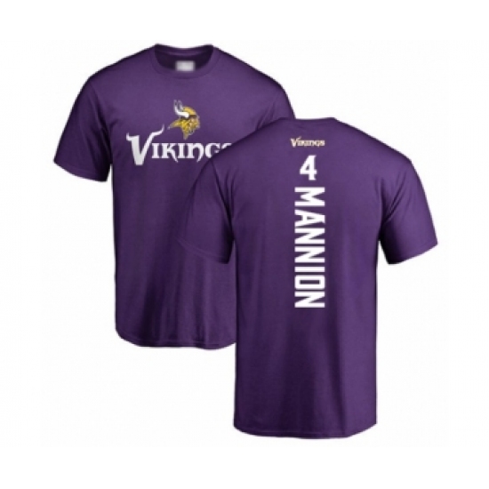 Football Minnesota Vikings #4 Sean Mannion Purple Backer T-Shirt - Ujersey
