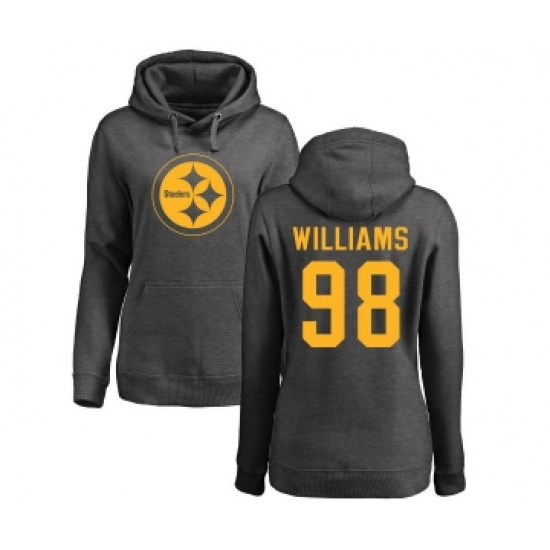Football Women's Pittsburgh Steelers #98 Vince Williams Ash One Color Pullover Hoodie - Ujersey