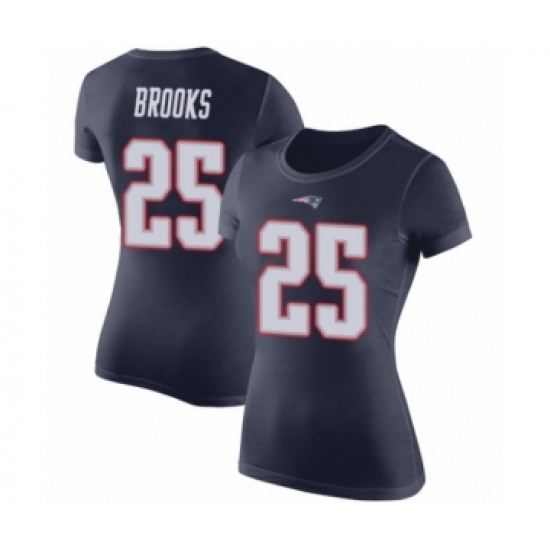 Football Women's New England Patriots #25 Terrence Brooks Navy Blue Rush Pride Name & Number T-Shirt - Ujersey