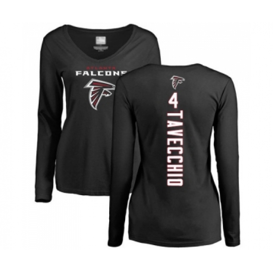 Football Women's Atlanta Falcons #4 Giorgio Tavecchio Black Backer Long Sleeve T-Shirt - Ujersey