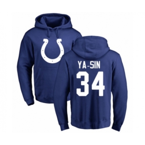 Football Indianapolis Colts #34 Rock Ya-Sin Royal Blue Name & Number Logo Pullover Hoodie - Ujersey