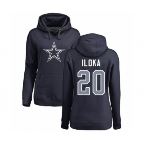 Football Women's Dallas Cowboys #20 George Iloka Navy Blue Name & Number Logo Pullover Hoodie - Ujersey