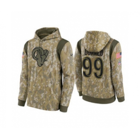 Men's Los Angeles Rams #99 Aaron Donald Camo 2021 Salute To Service Therma Performance Pullover Football Hoodie - Ujersey
