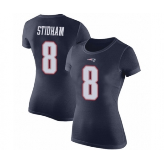 Football Women's New England Patriots #8 Jarrett Stidham Navy Blue Rush Pride Name & Number T-Shirt - Ujersey
