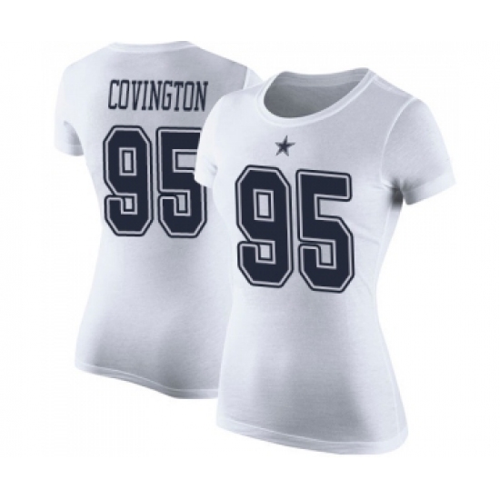 Football Women's Dallas Cowboys #95 Christian Covington White Rush Pride Name & Number T-Shirt - Ujersey