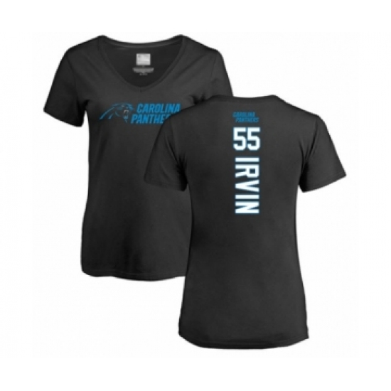 Football Women's Carolina Panthers #55 Bruce Irvin Black Backer T-Shirt - Ujersey