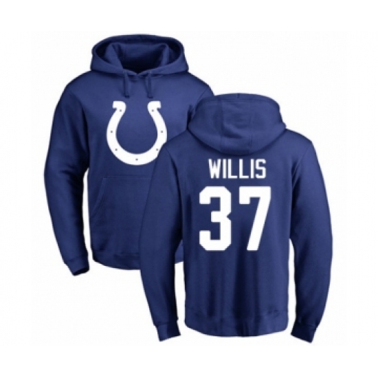 Football Indianapolis Colts #37 Khari Willis Royal Blue Name & Number Logo Pullover Hoodie - Ujersey