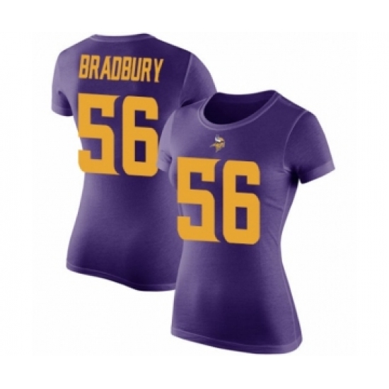 Football Women's Minnesota Vikings #56 Garrett Bradbury Purple Rush Pride Name & Number T-Shirt - Ujersey