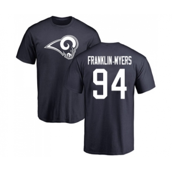 Football Los Angeles Rams #94 John Franklin-Myers Navy Blue Name & Number Logo T-Shirt - Ujersey