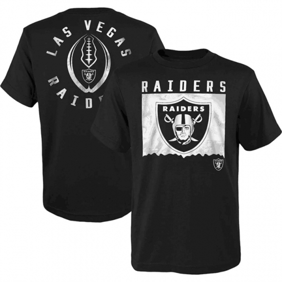 Men's Las Vegas Raiders Black Preschool Liquid Camo Logo T Shirt - Ujersey