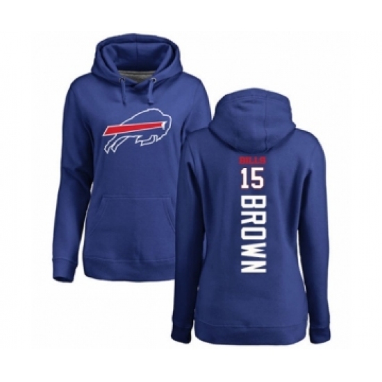 Football Women's Buffalo Bills #15 John Brown Royal Blue Backer Pullover Hoodie - Ujersey