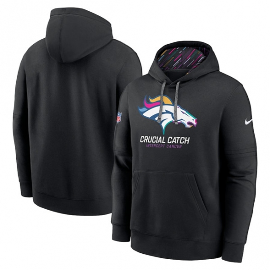 Men's Denver Broncos Black 2024 Crucial Catch Club Pullover Hoodie - Ujersey