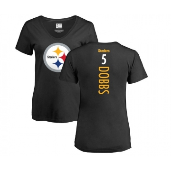 Football Women's Pittsburgh Steelers #5 Joshua Dobbs Black Backer Slim Fit T-Shirt - Ujersey
