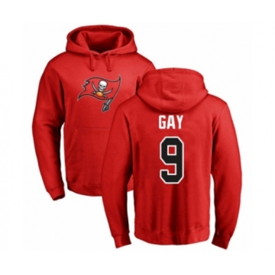 Football Tampa Bay Buccaneers #9 Matt Gay Red Name & Number Logo Pullover Hoodie - Ujersey