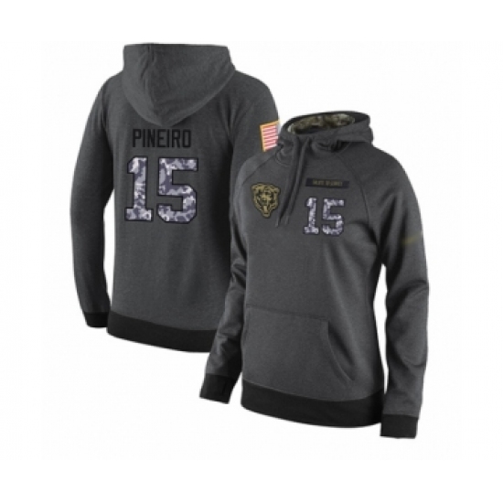 Football Women's Chicago Bears #15 Eddy Pineiro Stitched Black Anthracite Salute to Service Player Performance Hoodie - Ujersey