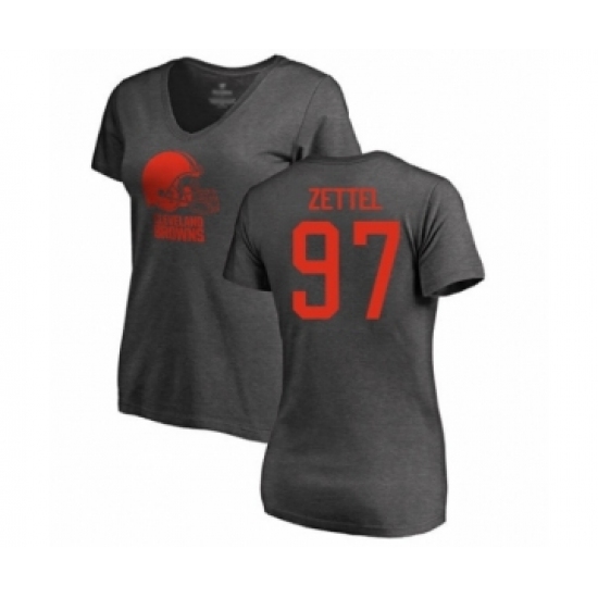 Football Women's Cleveland Browns #97 Anthony Zettel Ash One Color T-Shirt - Ujersey