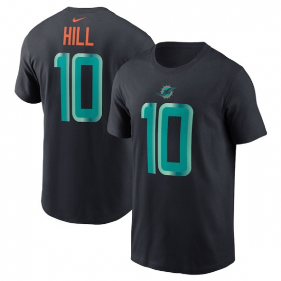 Men's Miami Dolphins #10 Tyreek Hill Black 2025 Rivalries Collection Player Name & Number T-Shirt - Ujersey