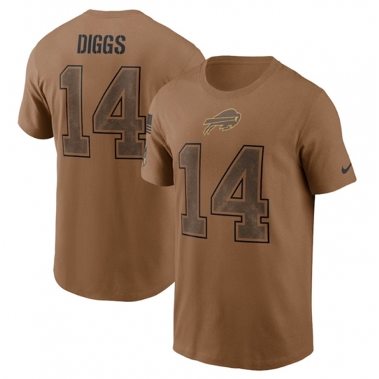 Men's Buffalo Bills #14 Stefon Diggs 2023 Brown Salute To Service T Shirt - Ujersey