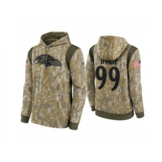 Men's Baltimore Ravens #99 Jayson Oweh Camo 2021 Salute To Service Therma Performance Pullover Football Hoodie - Ujersey