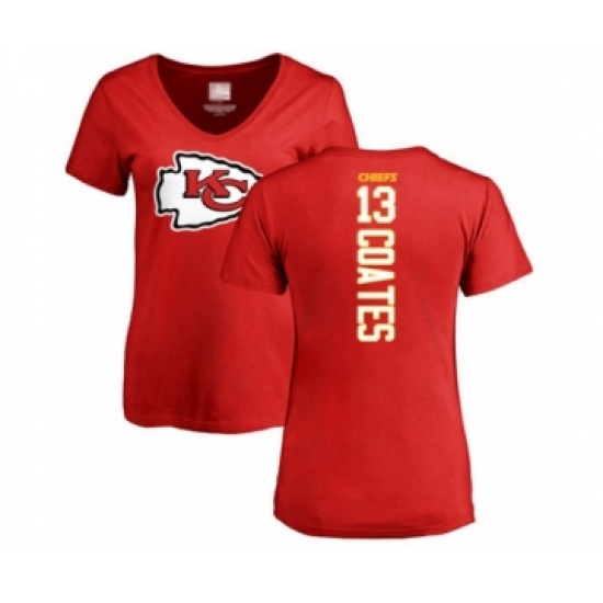 Football Women's Kansas City Chiefs #13 Sammie Coates Red Backer T-Shirt - Ujersey