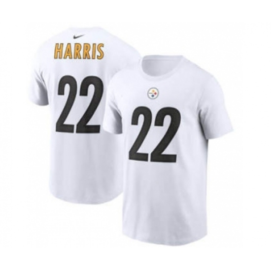Men's Pittsburgh Steelers #22 Najee Harris 2021 White Football Draft First Round Pick Player Name & Number Football T-Shirt - Ujersey