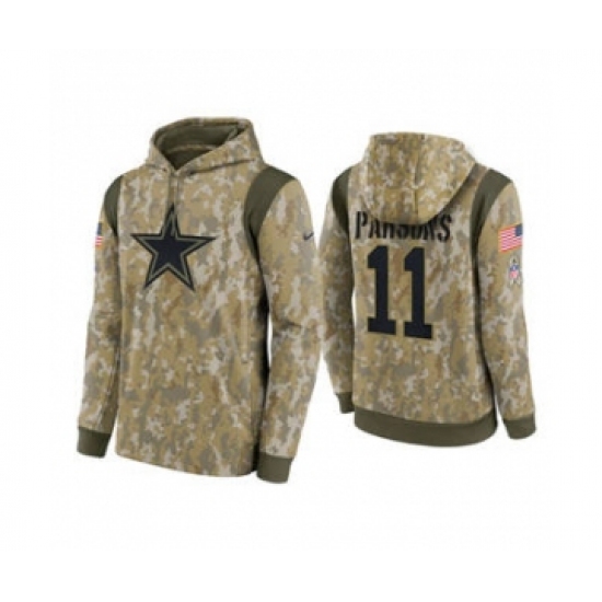 Men's Dallas Cowboys #11 Micah Parsons Camo 2021 Salute To Service Therma Performance Pullover Football Hoodie - Ujersey