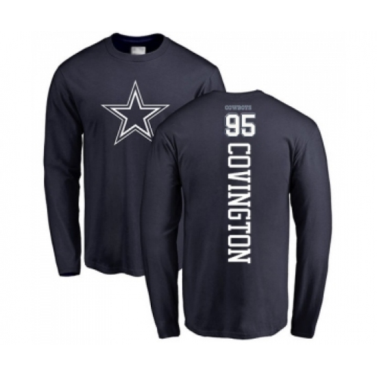 Football Dallas Cowboys #95 Christian Covington Navy Blue Backer Long Sleeve T-Shirt - Ujersey