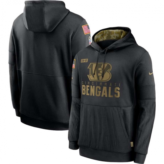 Men's NFL Cincinnati Bengals 2020 Salute To Service Black Pullover Hoodie - Ujersey