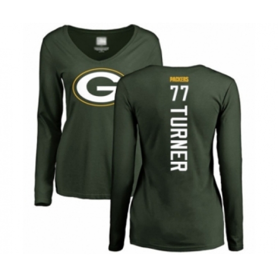 Football Women's Green Bay Packers #77 Billy Turner Green Backer Long Sleeve T-Shirt - Ujersey
