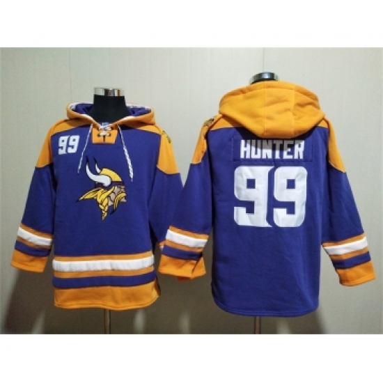 Men's Minnesota Vikings #99 Danielle Hunter Purple Yellow Ageless Must-Have Lace-Up Pullover Hoodie - Ujersey