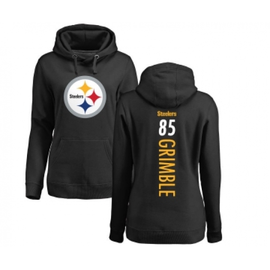 Football Women's Pittsburgh Steelers #85 Xavier Grimble Black Backer Pullover Hoodie - Ujersey