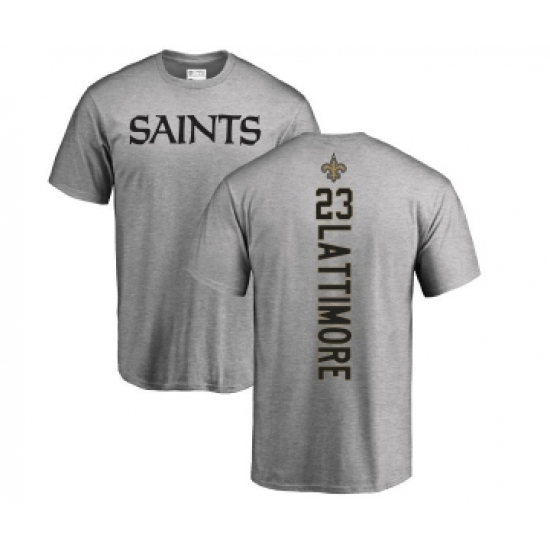 Football New Orleans Saints #23 Marshon Lattimore Ash Backer T-Shirt - Ujersey