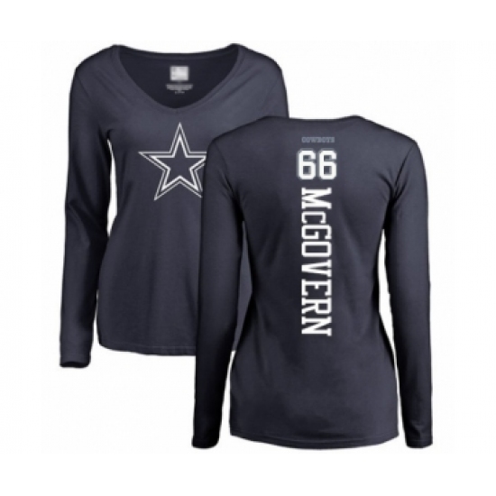 Football Women's Dallas Cowboys #66 Connor McGovern Navy Blue Backer Slim Fit Long Sleeve T-Shirt - Ujersey