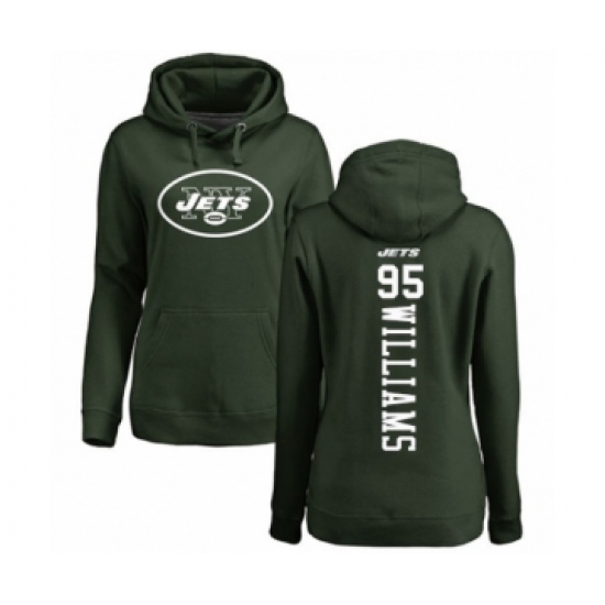 Football Women's New York Jets #95 Quinnen Williams Green Backer Pullover Hoodie - Ujersey