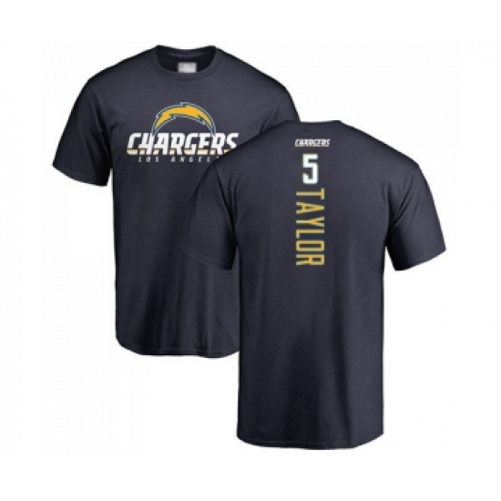 Football Los Angeles Chargers #5 Tyrod Taylor Navy Blue Backer T-Shirt - Ujersey