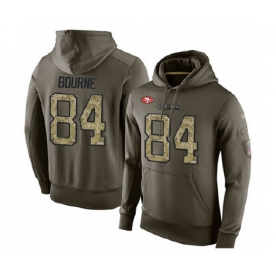 Football Men's San Francisco 49ers #84 Kendrick Bourne Green Salute To Service Pullover Hoodie - Ujersey