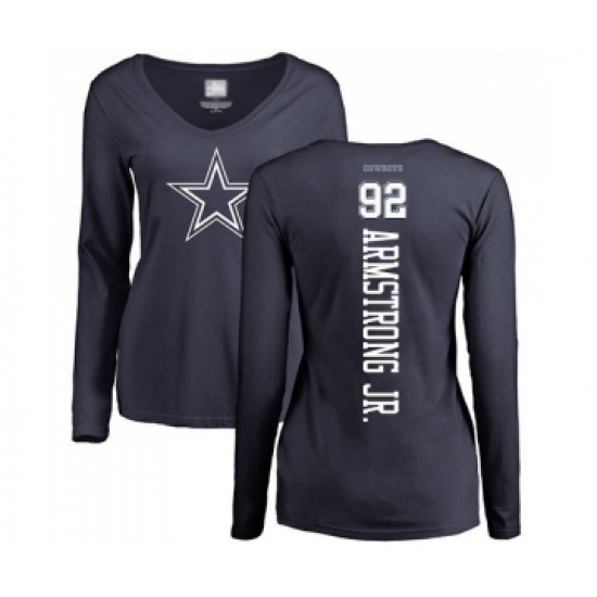 Football Women's Dallas Cowboys #92 Dorance Armstrong Jr. Navy Blue Backer Slim Fit Long Sleeve T-Shirt - Ujersey
