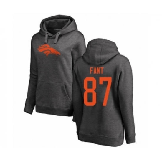 Football Women's Denver Broncos #87 Noah Fant Ash One Color Pullover Hoodie - Ujersey