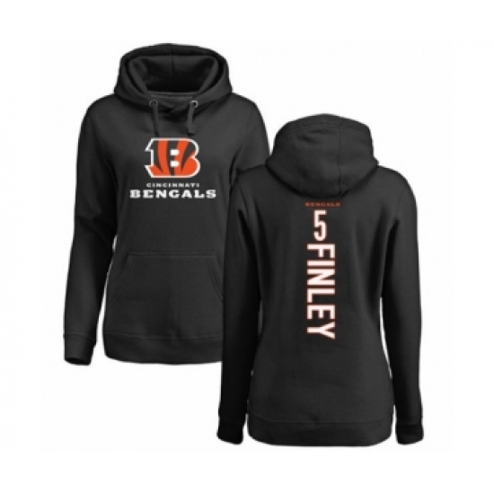 Football Women's Cincinnati Bengals #5 Ryan Finley Black Backer Pullover Hoodie - Ujersey