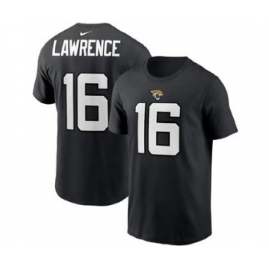 Men's Jacksonville Jaguars #16 Trevor Lawrence 2021 Black Football Draft First Round Pick Player Name & Number Football T-Shirt - Ujersey