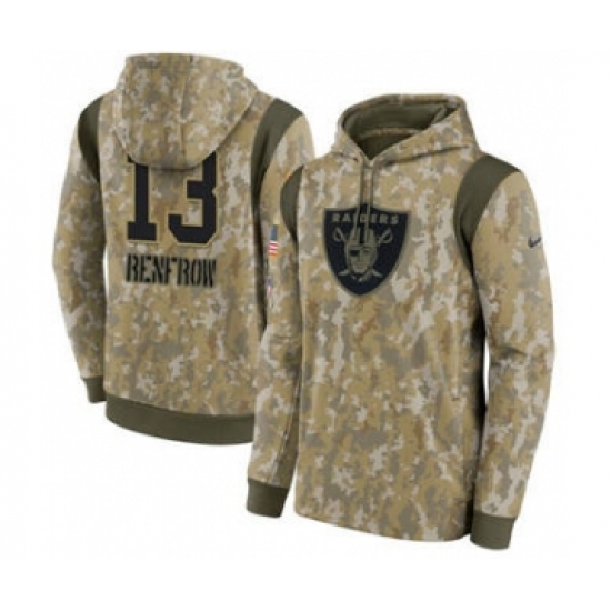 Men's Las Vegas Raiders #13 Hunter Renfrow Camo 2021 Salute To Service Therma Performance Pullover Football Hoodie - Ujersey