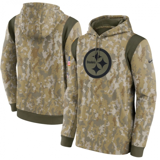 Men's Pittsburgh Steelers Nike Camo 2021 Salute To Service Therma Performance Pullover Hoodie - Ujersey
