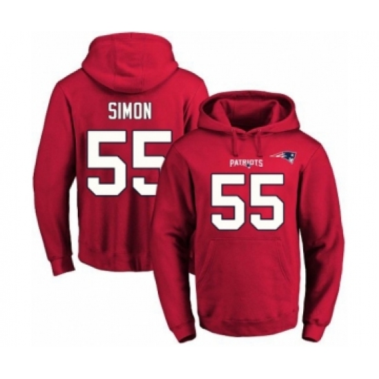 Football Men's New England Patriots #55 John Simon Red Name & Number Pullover Hoodie - Ujersey