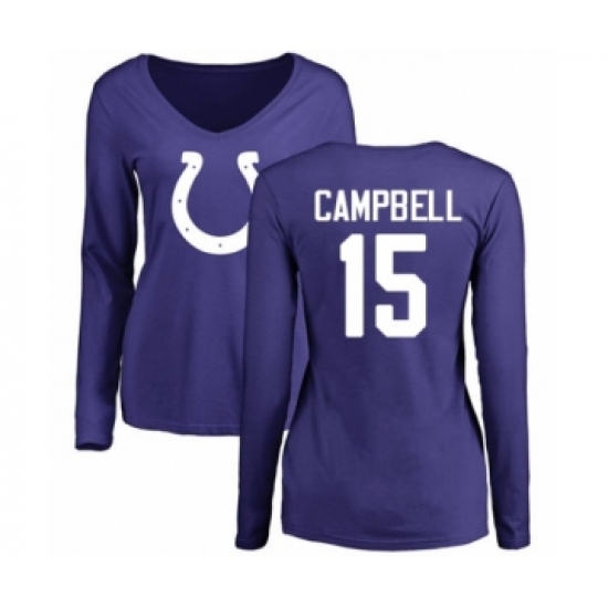Football Women's Indianapolis Colts #15 Parris Campbell Royal Blue Name & Number Logo Long Sleeve T-Shirt - Ujersey