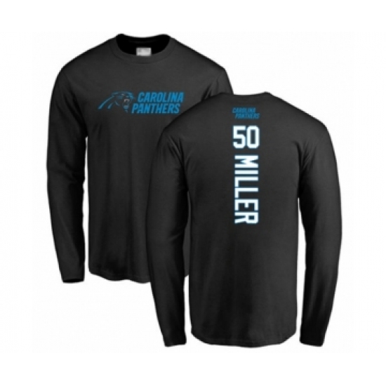 Football Carolina Panthers #50 Christian Miller Black Backer Long Sleeve T-Shirt - Ujersey
