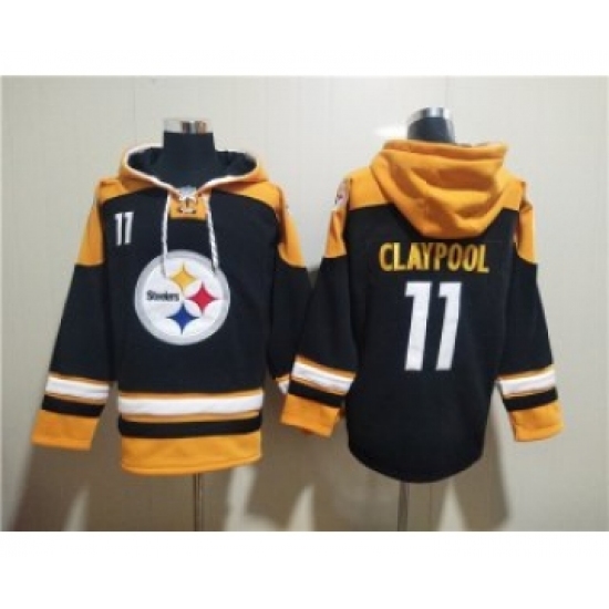 Men's Pittsburgh Steelers #11 Chase Claypool Black Ageless Must-Have Lace-Up Pullover Hoodie - Ujersey