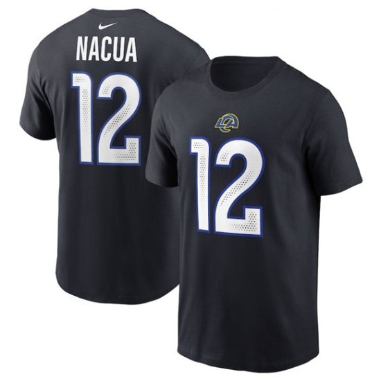 Men's Los Angeles Rams #12 Puka Nacua Black 2025 Rivalries Collection Player Name & Number T-Shirt - Ujersey